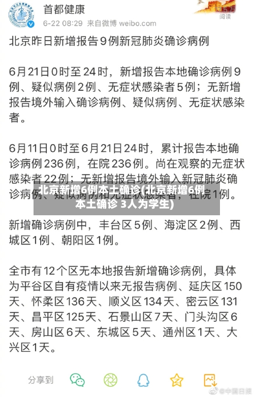 北京新增6例本土确诊(北京新增6例本土确诊 3人为学生)