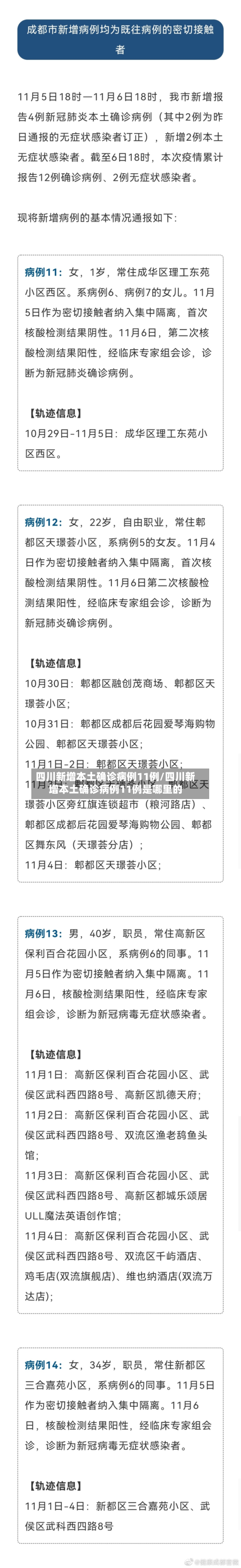 四川新增本土确诊病例11例/四川新增本土确诊病例11例是哪里的