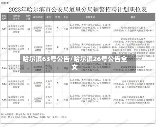 哈尔滨63号公告/哈尔滨26号公告全文