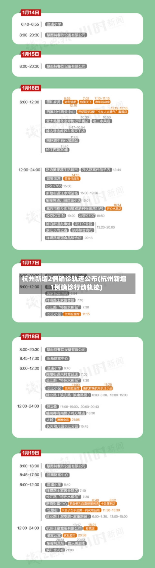 杭州新增2例确诊轨迹公布(杭州新增1例确诊行动轨迹)