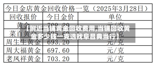 【附近当铺黄金回收费用,当铺回收黄金多少钱一克选找阜昌典当行】