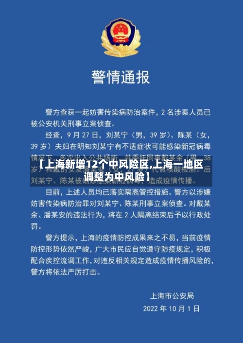 【上海新增12个中风险区,上海一地区调整为中风险】